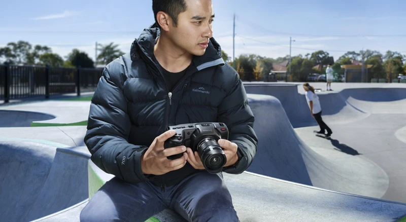 Manufacturer photograph of Pocket Cinema Camera 4K in use