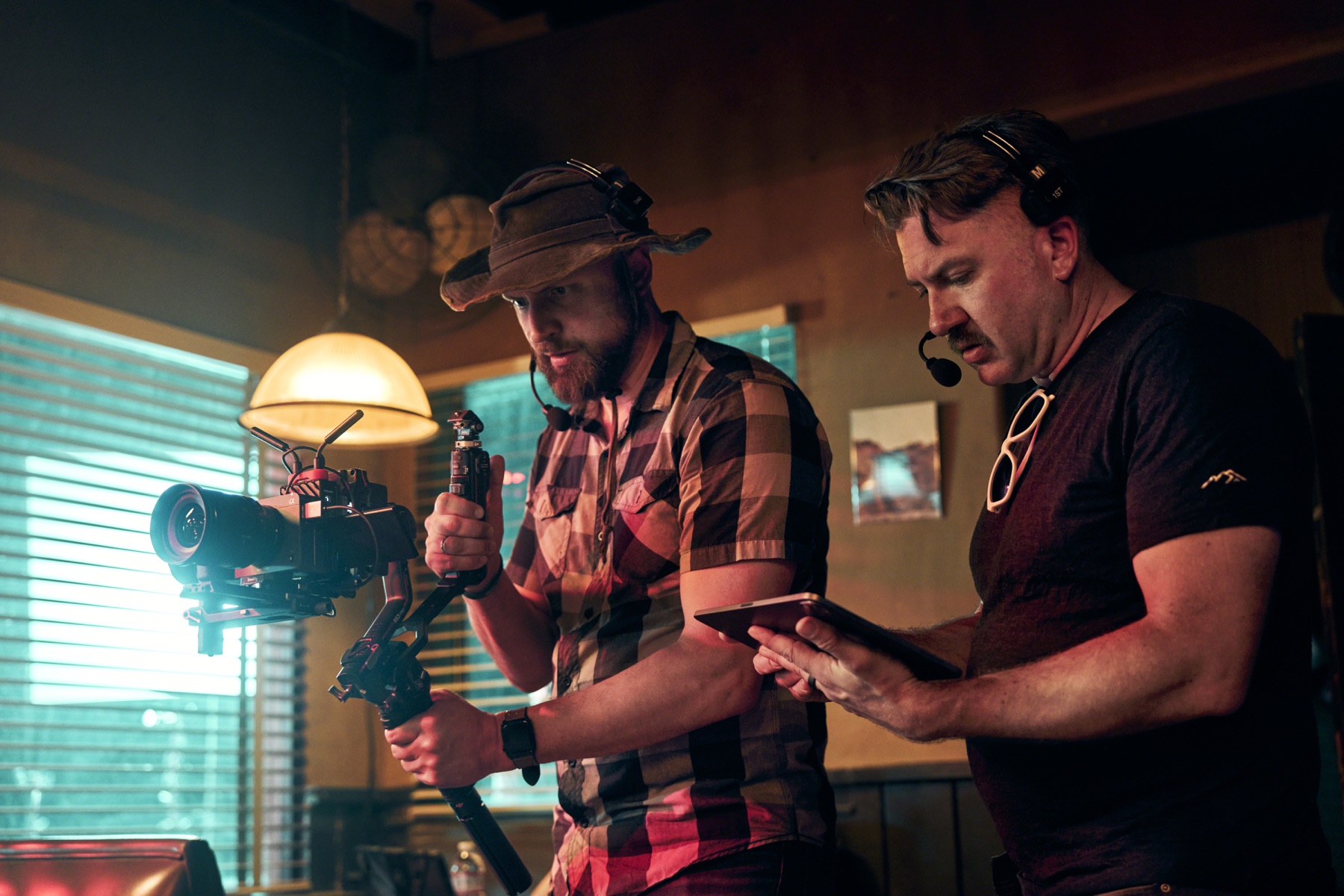 Sony FX5 mounted on a handheld stabiliser during production